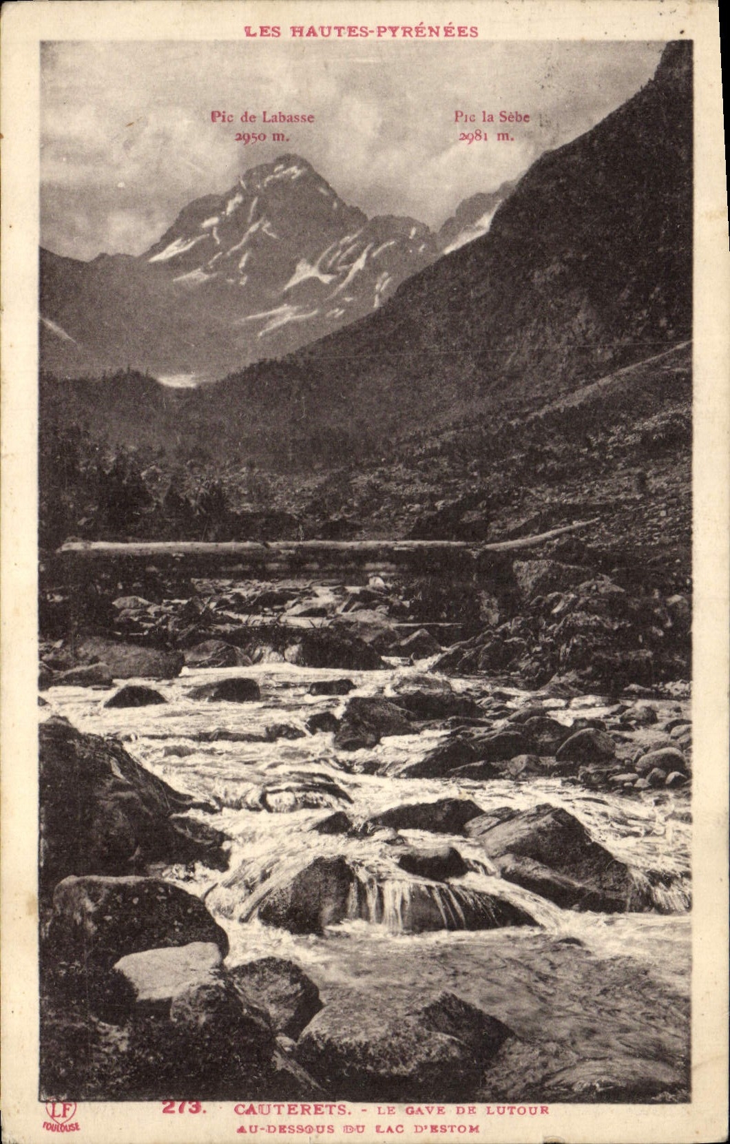 Cauterets - Le Gave de Lutour au-dessous du lac d'Estom — Les Hautes-Pyrénées — Phototype Labouche, Toulouse, n° 273