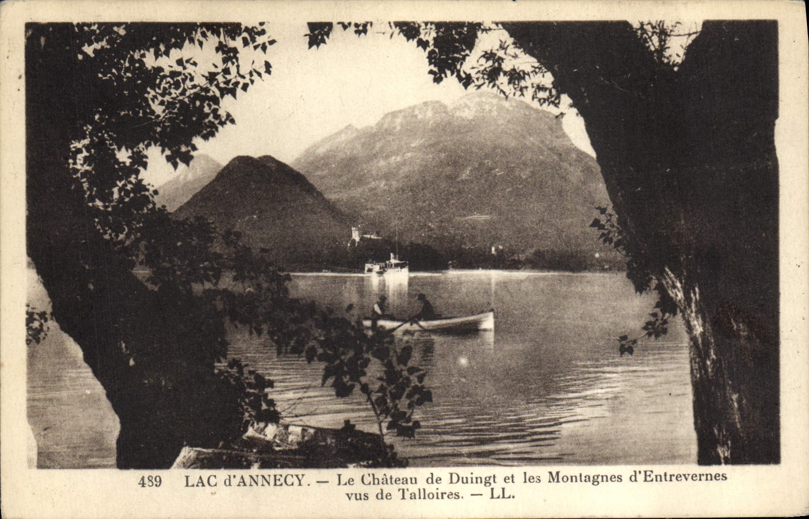 LAC d'ANNECY — Le Château de Duingt et les Montagnes d'Entrevernes vus de Talloires — LL. — N° 489