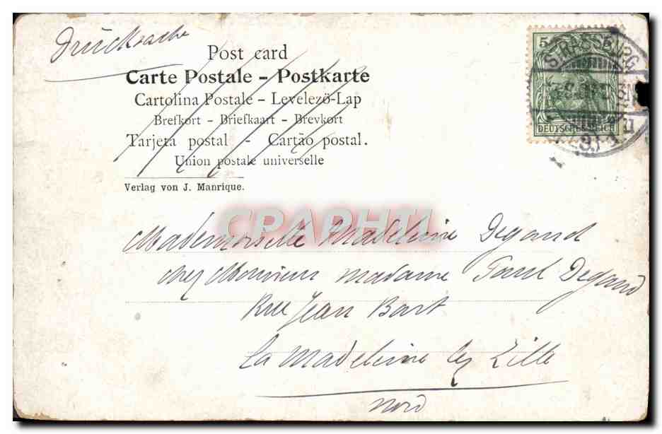 CPA Strasbourg Ancien Chateau — Verso