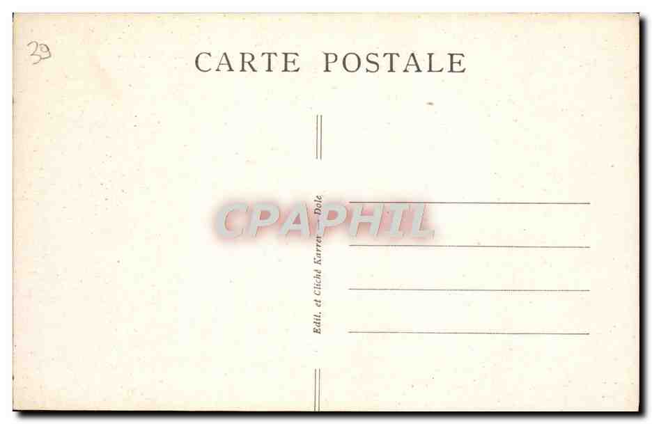 Baume-les-Messieurs (Jura) — La cascade et l'Hôtel — Éd. Cliché Karrer - Dole — Verso