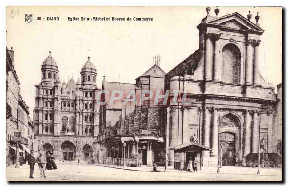 CPA Dijon Eglise Saint Michel et Bourse du Commerce