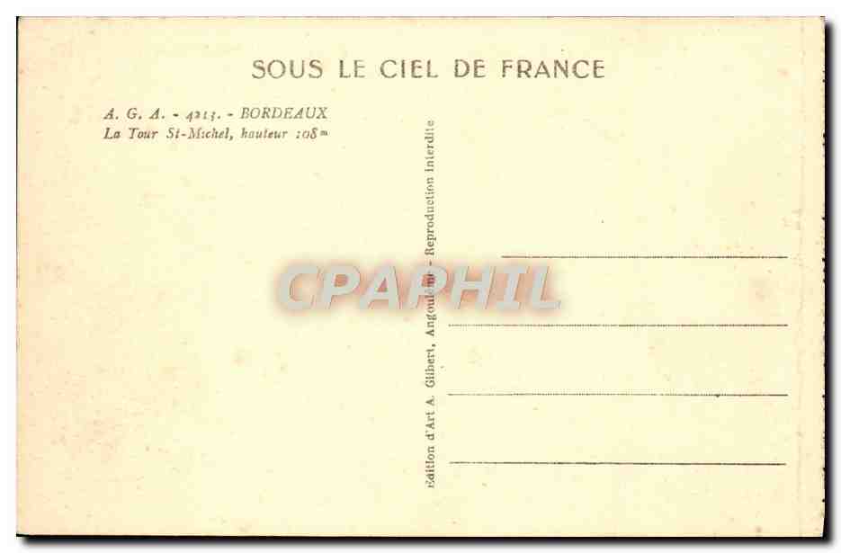 CPA Bordeaux La Tour Saint Michel  — Verso