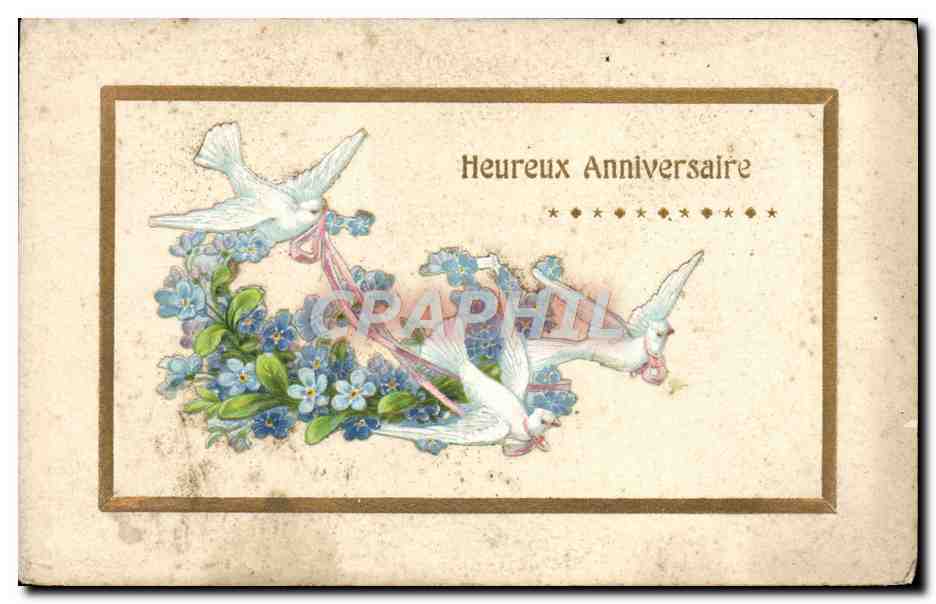 CPA Fantaisie Fleurs Colombes Heureux Anniversaire