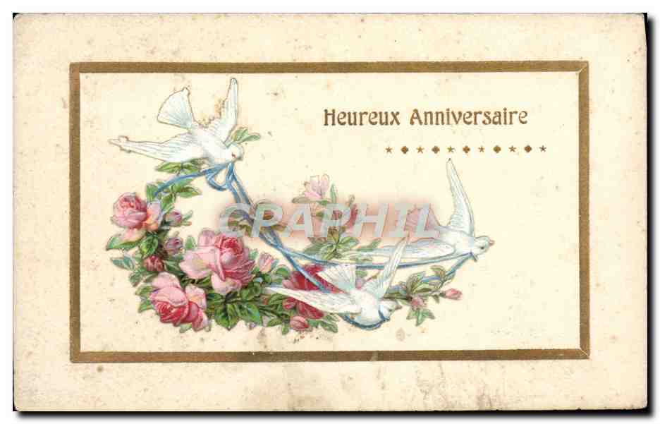 CPA Fantaisie Fleurs Colombes Heureux Anniversaire