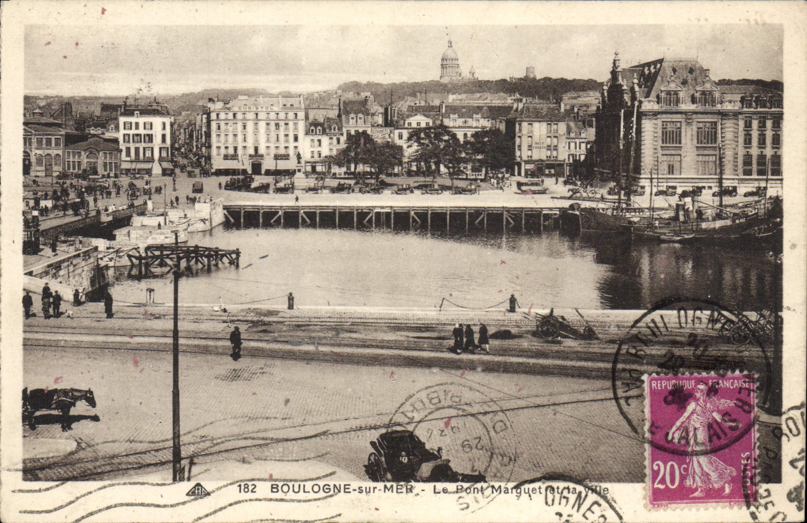 Boulogne-sur-Mer — Le Pont Marguet et la ville — Cie Alsacienne des Arts Photomécaniques, n° 182