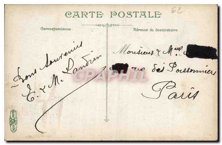 Boulogne-sur-Mer — La porte Gayole — éditeur anonyme, n° 16 — Rückseite