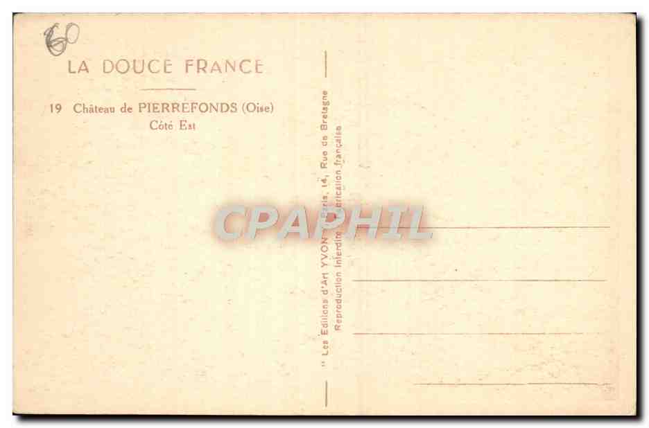 Château de Pierrefonds — Côté Est — Éditions d'Art Yvon, Paris — Verso