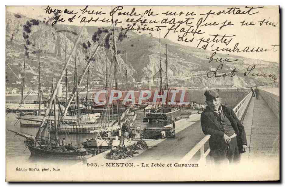Menton - La Jetée et Garavan — Édition Gile'ta, phot. Nice, n° 903