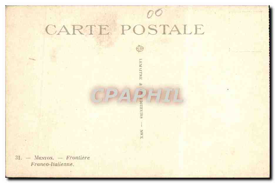 CPA Menton Frontiere Franco Italienne Douanes — Verso