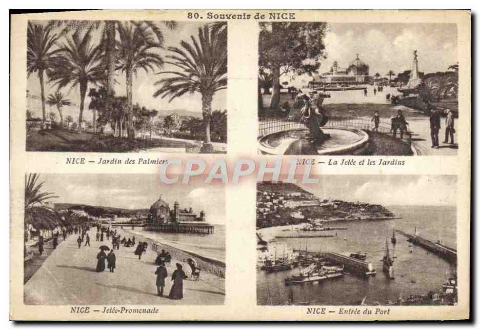 CPA Nice Jardin des Palmiers Jetee promenade Jetee et jardins Entree du port Bateaux