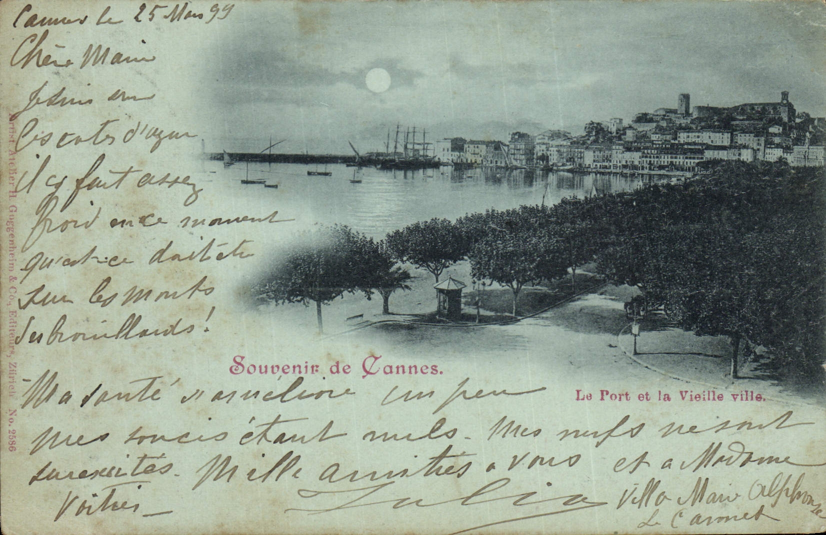 Der Hafen und das alte Stadttor — Erinnerung an Cannes — Verlag: H. Guguenheim & Cie, Nr. 2556