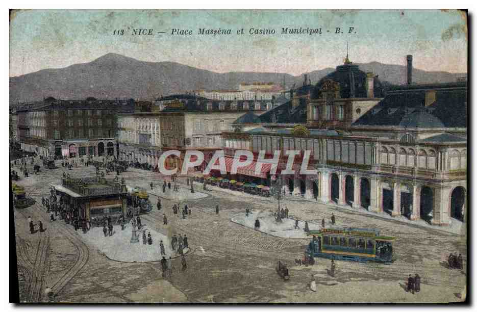 CPA Nice Place Massena et Casino Municipal Tramway