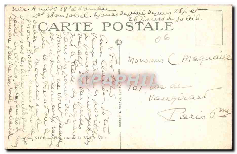 CPA Nice Une rue de la Vieille Ville Femme Enfants — Rückseite