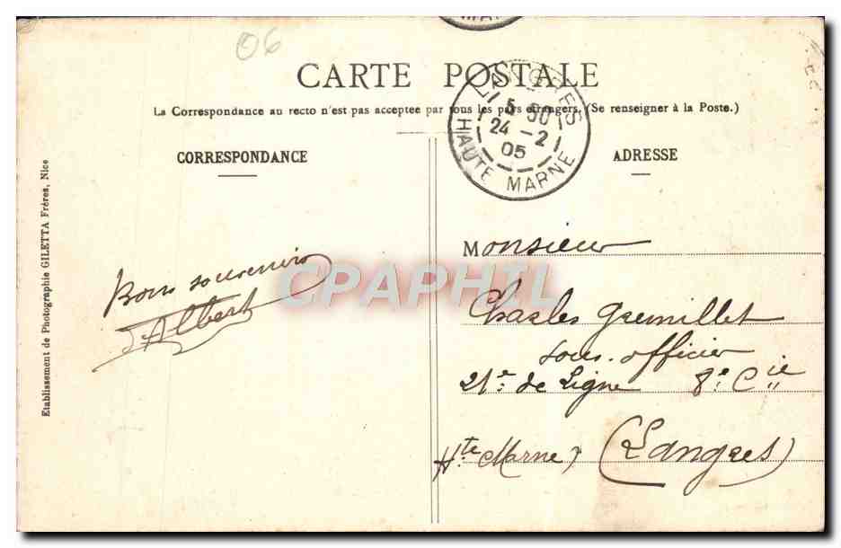 CPA Nice Avenue de la Gare Cafe de la Regence Tramway — Rückseite