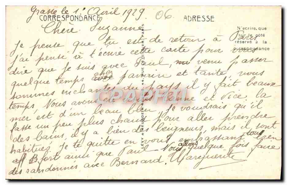 CPA Cannes Vue Generale Prise du Mont Chevalier Bateaux — Verso