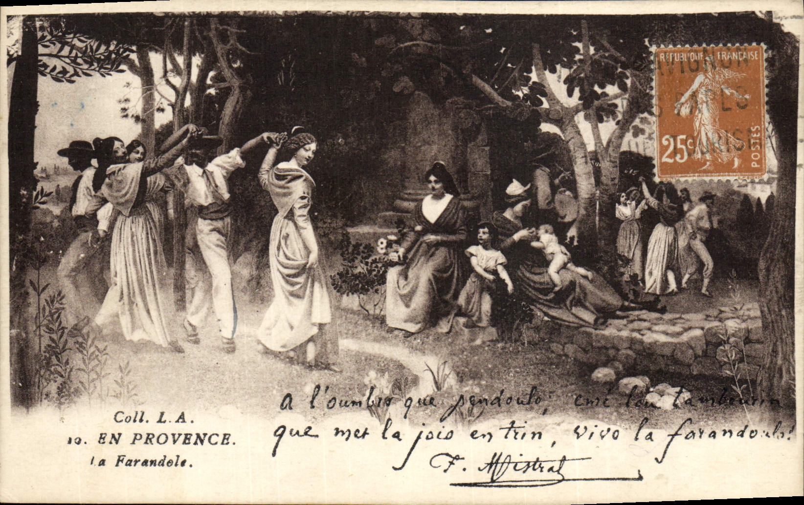 CPA En Provence la farandole Folklore 