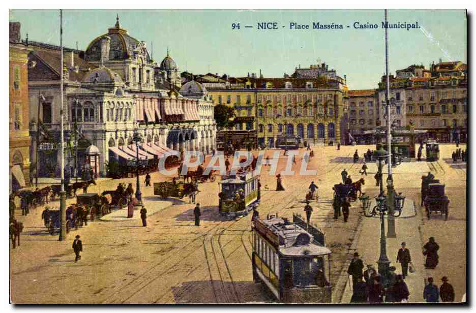 CPA Nice Place Massenna Casino Municipal Tramway