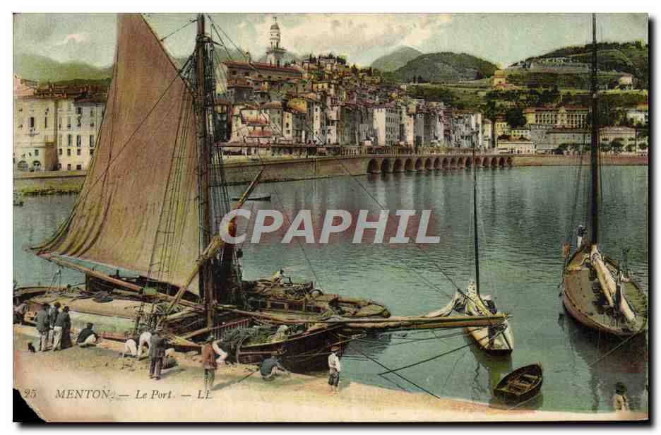 CPA Menton Le Port Bateaux 