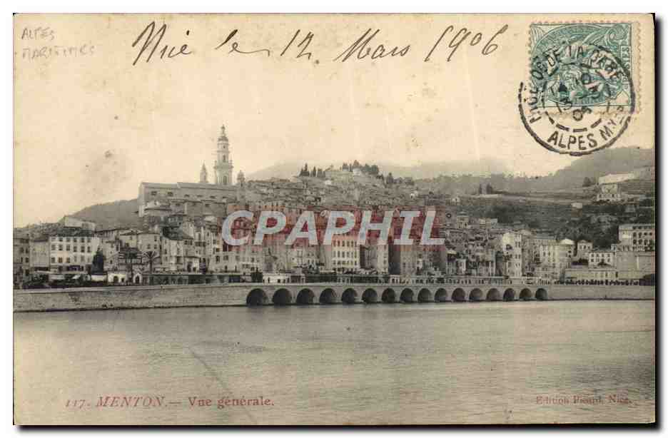 CPA Menton Vue Generale
