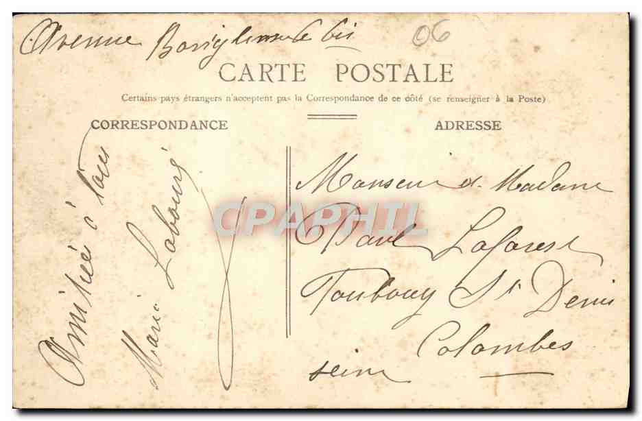 CPA Menton Vue Generale — Rückseite