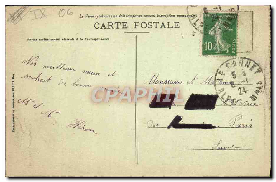 CPA Cote D'Azur a Vol d'Aeroplane de Cannes a Nice — Verso