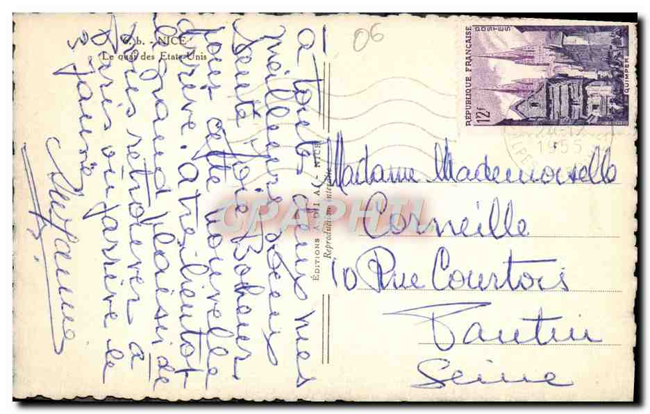 CPA Nice Le Quai des Etats Unis — Rückseite