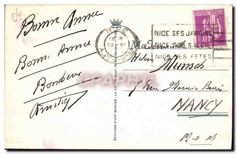 CPA Nice Promenade des Anglais Jetee Promenade et Jardins Albert 1er — Rückseite
