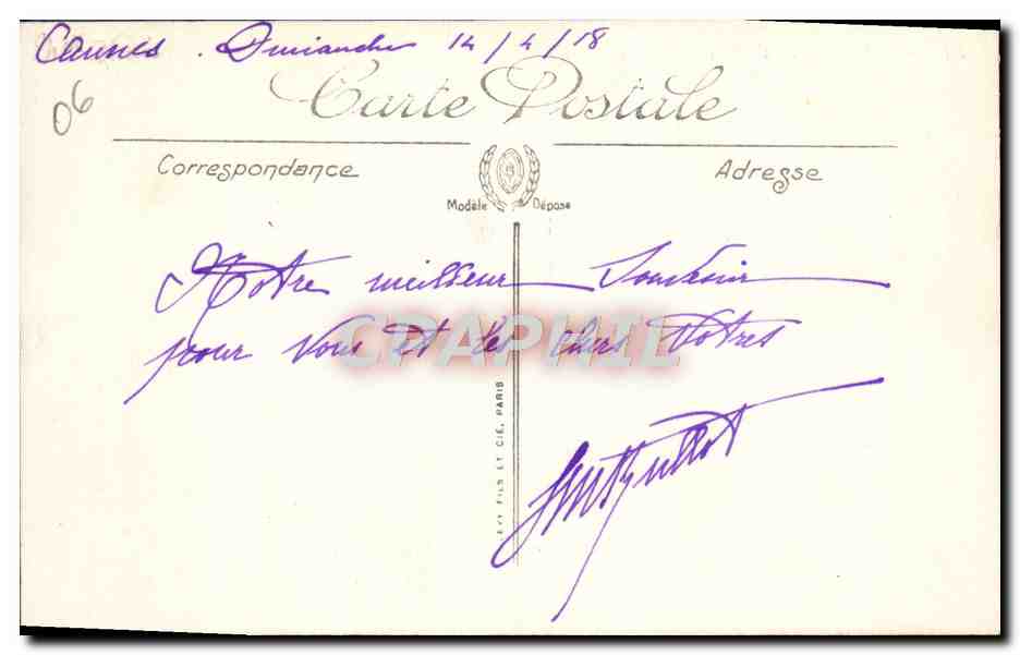 CPA Cannes La Vieille Ville Palmier  — Rückseite
