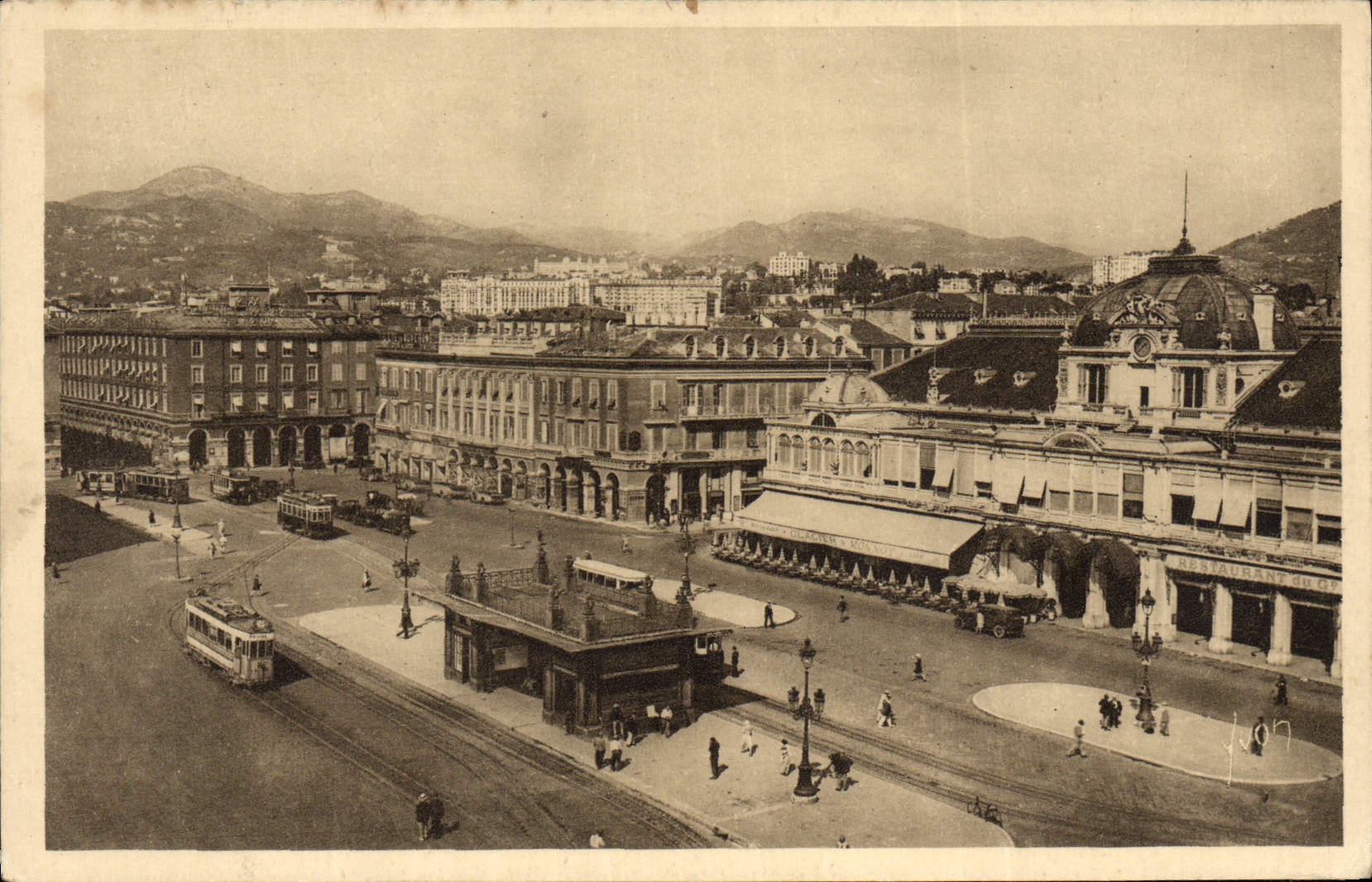 CPA Nice La Place Massena Tramway