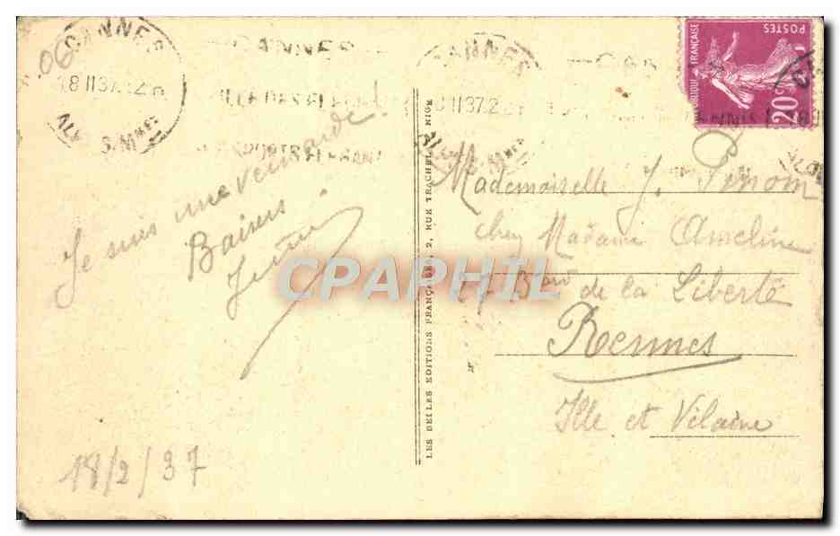 CPA Cannes La Croisette et le mont Chevalier  — Rückseite