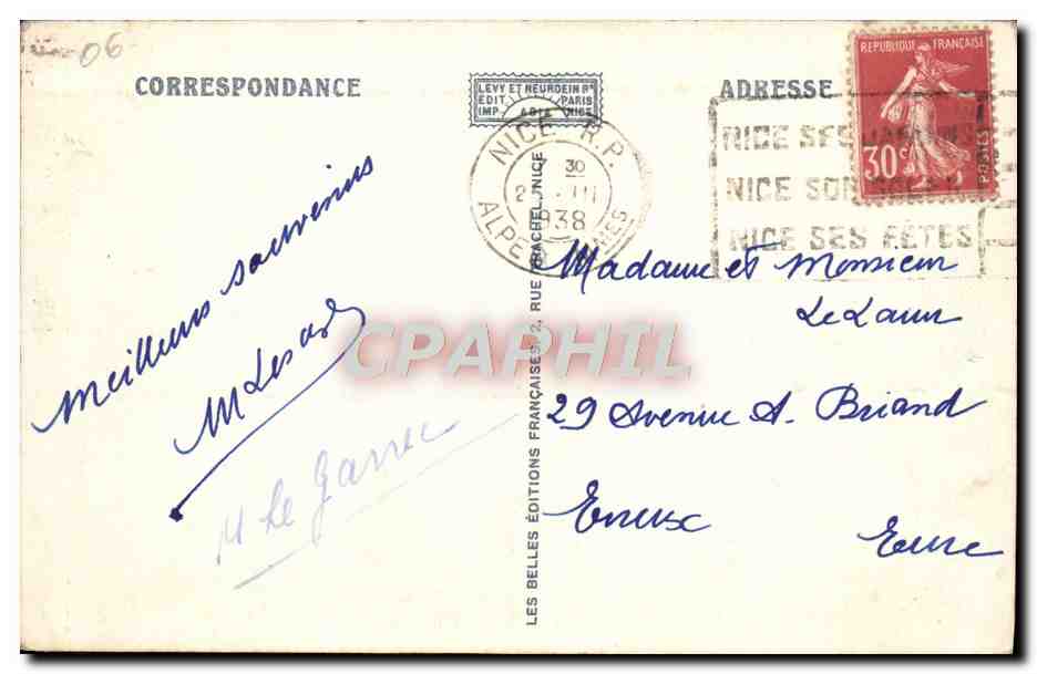 CPA Nice Vue Generale — Verso