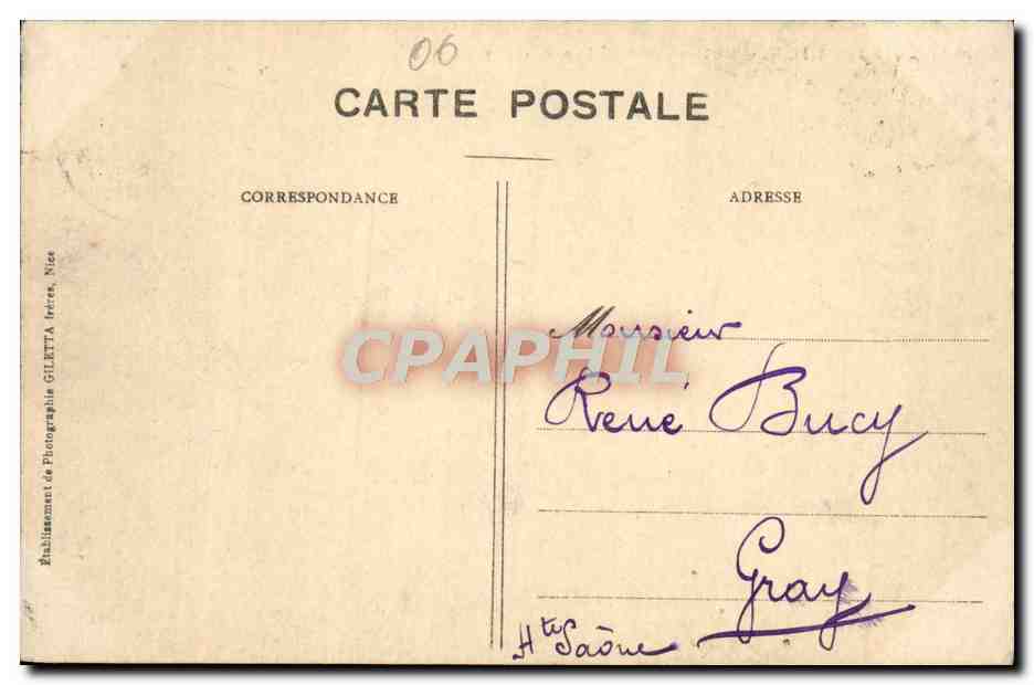 CPA Nice Vallee du Paillon Cimiez — Rückseite