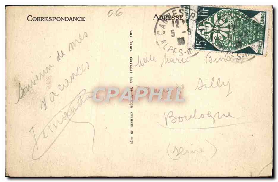 CPA Cannes La jetee d'Edouard VII et le casino — Rückseite