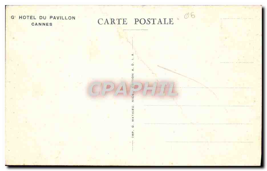 CPA Cannes Grand Hotel du Pavillon — Rückseite