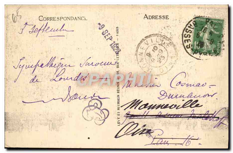 CPA Lourdes La Grotte — Verso