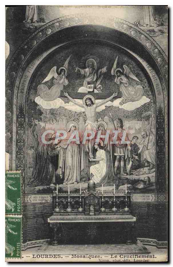 CPA Lourdes Mosaiques Le Crucifiement Christ Anges