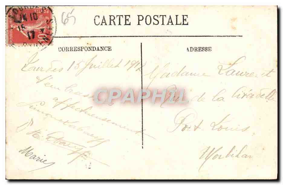CPA Lourdes La Basilique — Verso