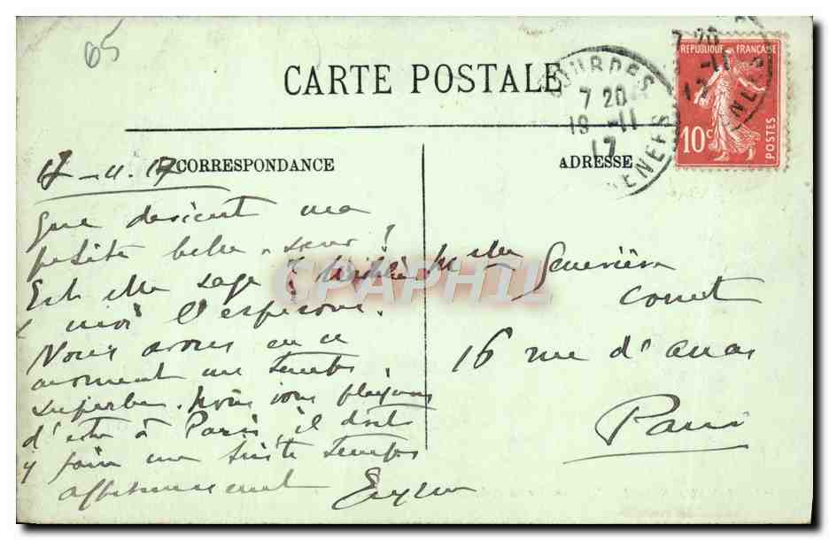 CPA Lourdes Le Calvaire Breton et la Basilique — Verso