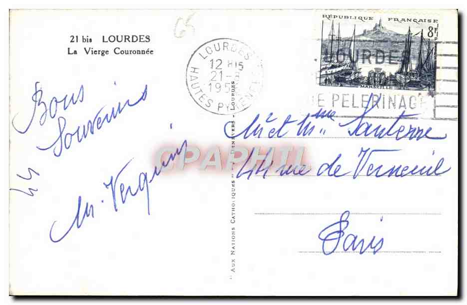 CPA Lourdes La Vierge Couronnee — Verso