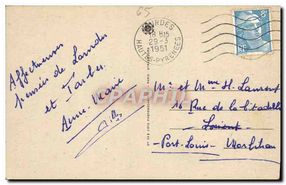 Gavarnie - Le Cirque, Lourdes - La Basilique vue du Château-Fort, Cauterets - Le Lac de Gaube, Lourdes - La Basilique et le Pic du Jer — CPA d'éditeur CP DIB ARTS PHOTOGRAPHIQUES — Verso