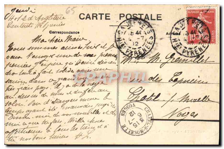 Cauterets - Allgemeine Ansicht, Mamalon-Vert — Die Pyrenäen, unbekannter Verleger, n° 398 — Rückseite