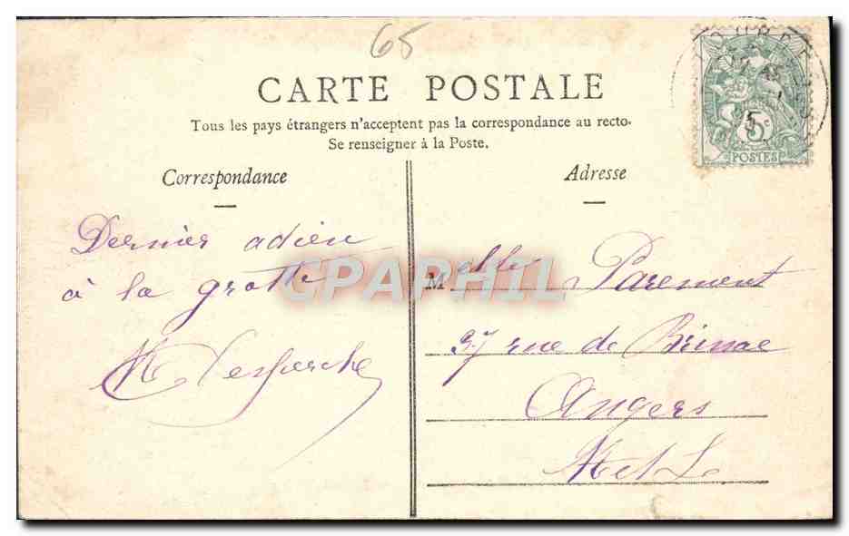 CPA Lourdes Le Chateau — Verso