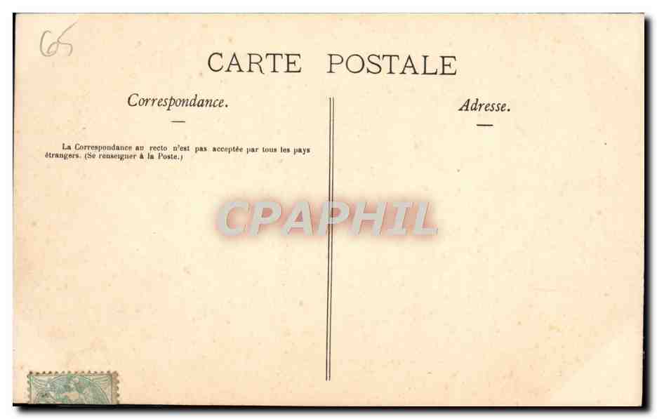 CPA Lourdes Place et Fontaine du Marcadal — Verso