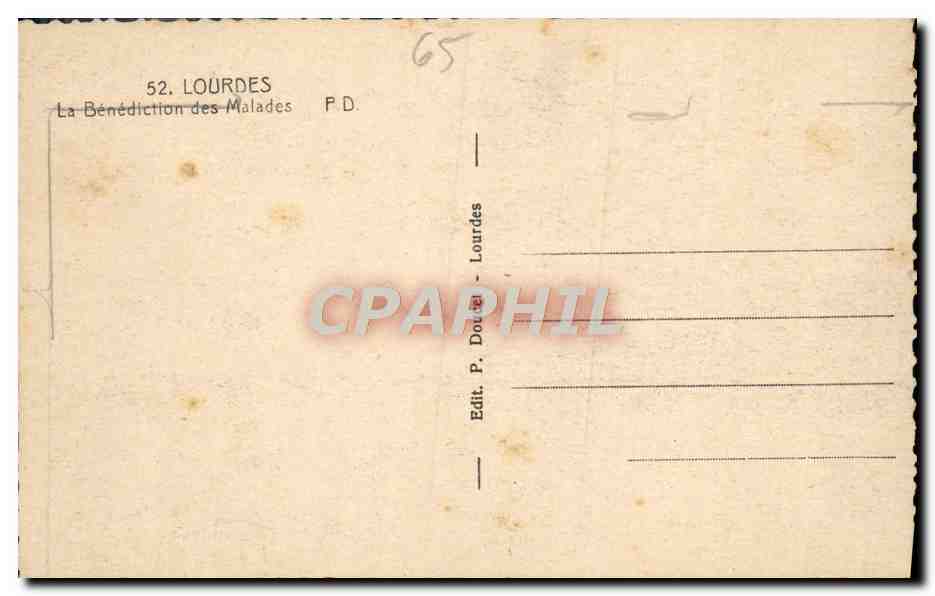 CPA Lourdes La Benediction des Malades — Verso