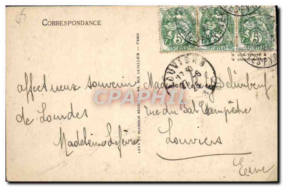 CPA Lourdes Le Grand et le Petit Jer La Basilique — Verso