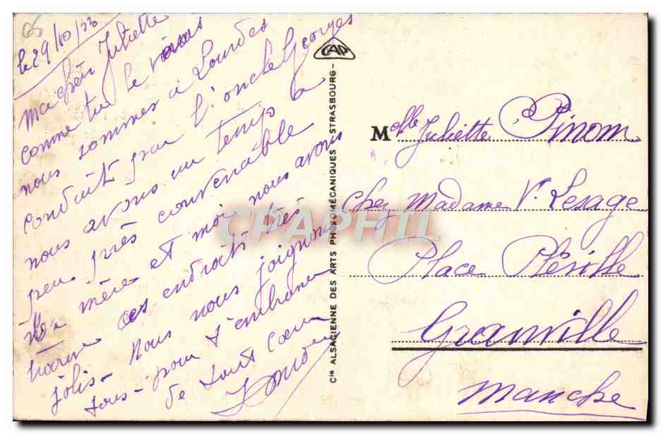 CPA Lourdes La Basilique et le Gave — Verso