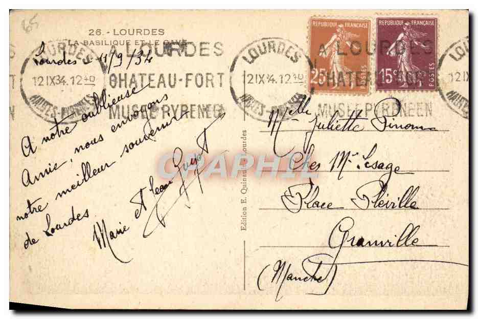 CPA Lourdes La Basilique Et Le Gave — Verso