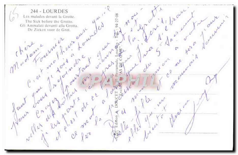 CPM Lourdes Les Malades Devant la Grotte — Verso