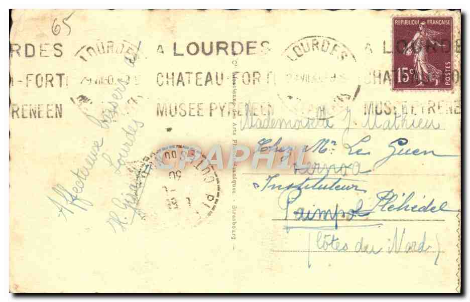 CPA Lourdes La Vierge de la Grotte — Verso
