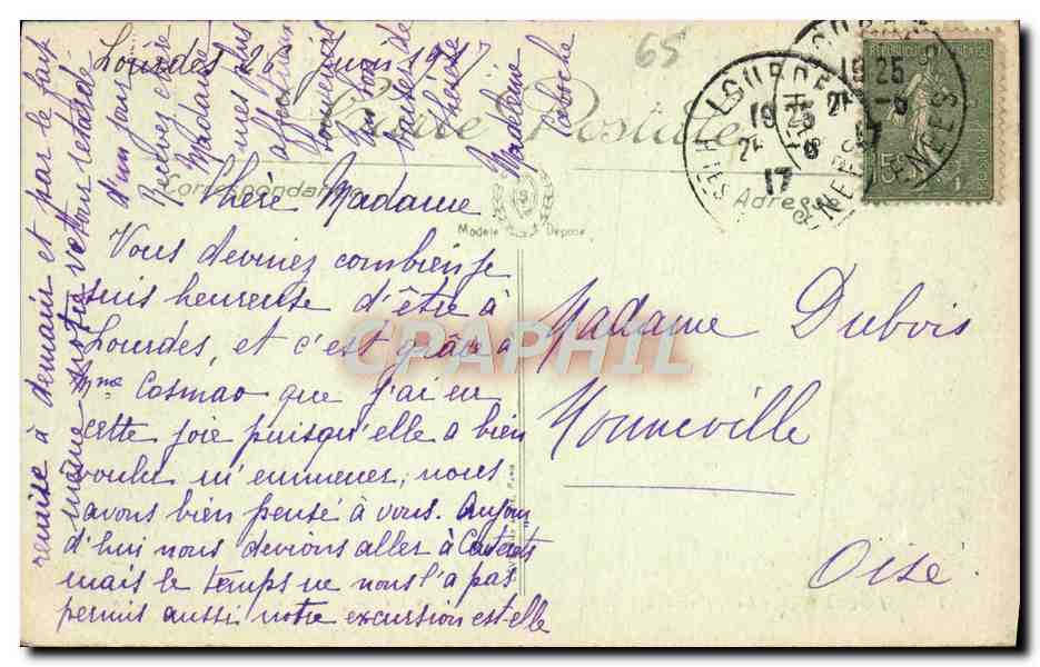 CPA Lourdes La Vallee d'Argeles et les Pyrenees Vues Pic du Jer — Verso